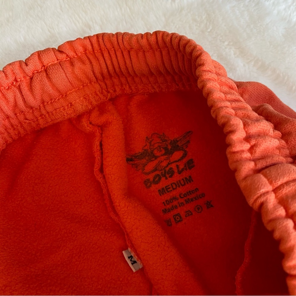 1-800-BOYS-LIE Orange 100% Cotton Sweatpants w/ Rainbow Angel Sequin Bling M - Picture 9 of 15